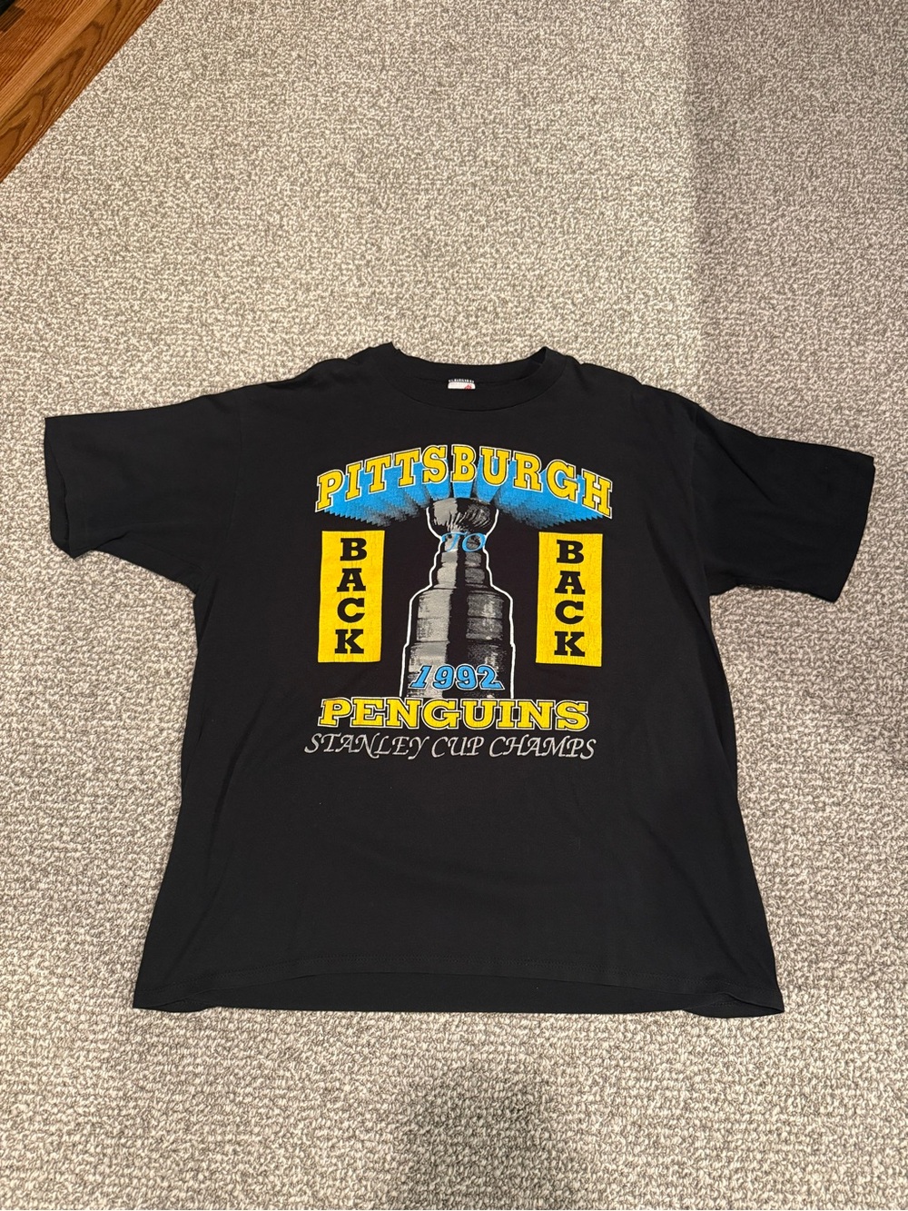 Vintage Pittsburgh Penguins Back to Back Cup Champions 1991-1992 Shirt